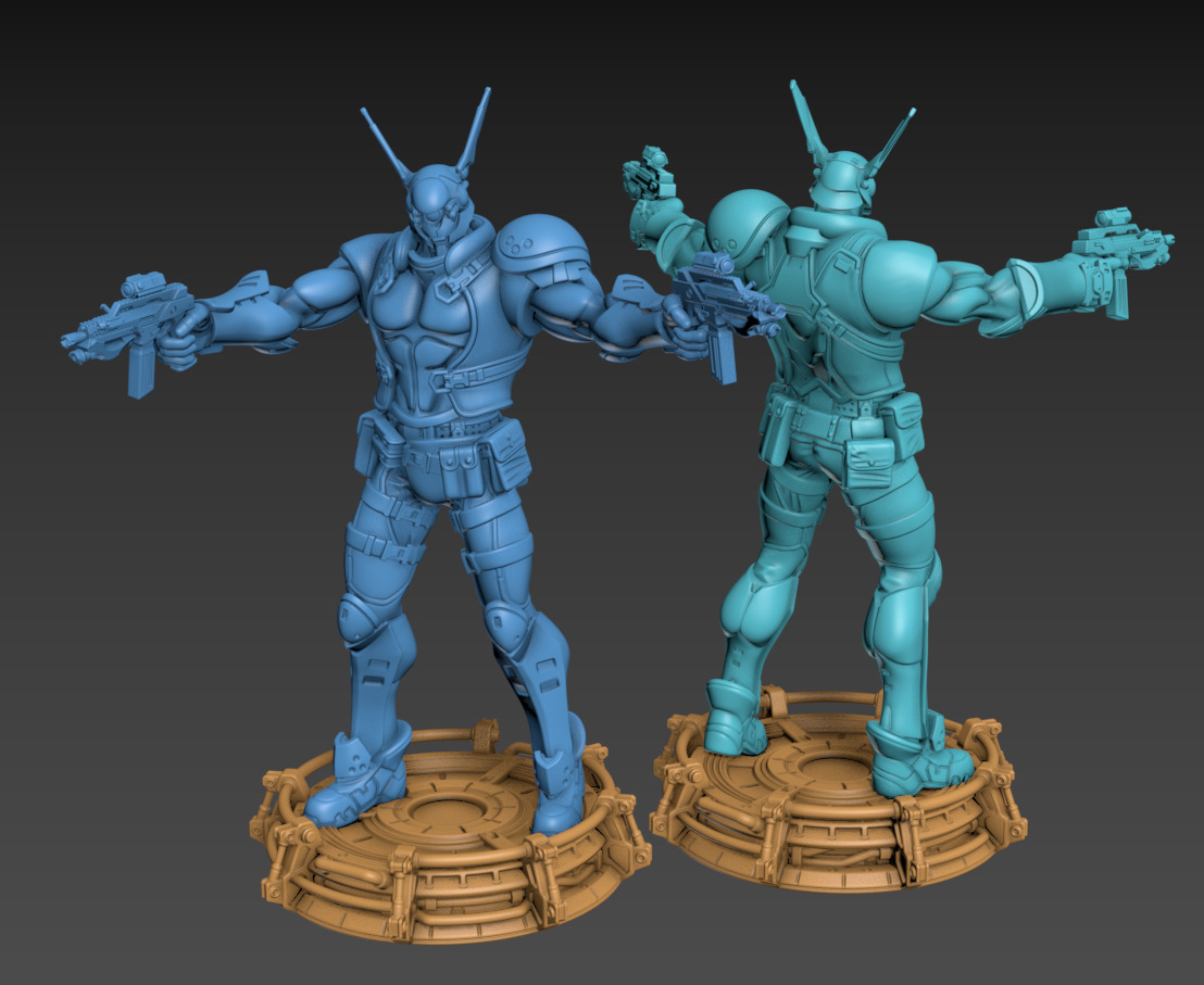 Rabbit Man and Killer Girl 100mm and 32mm 3D print model_12
