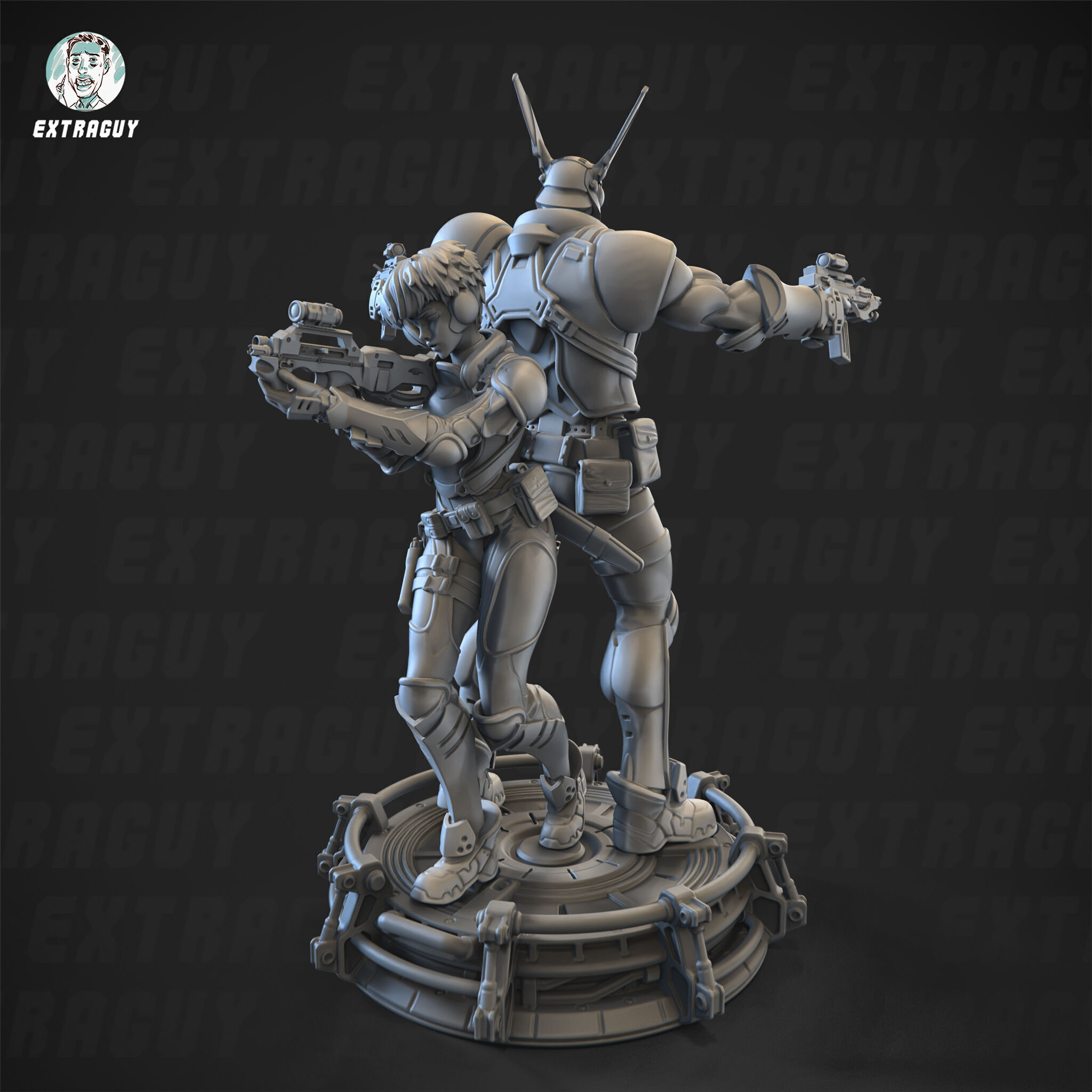 Rabbit Man and Killer Girl 100mm and 32mm 3D print model_2