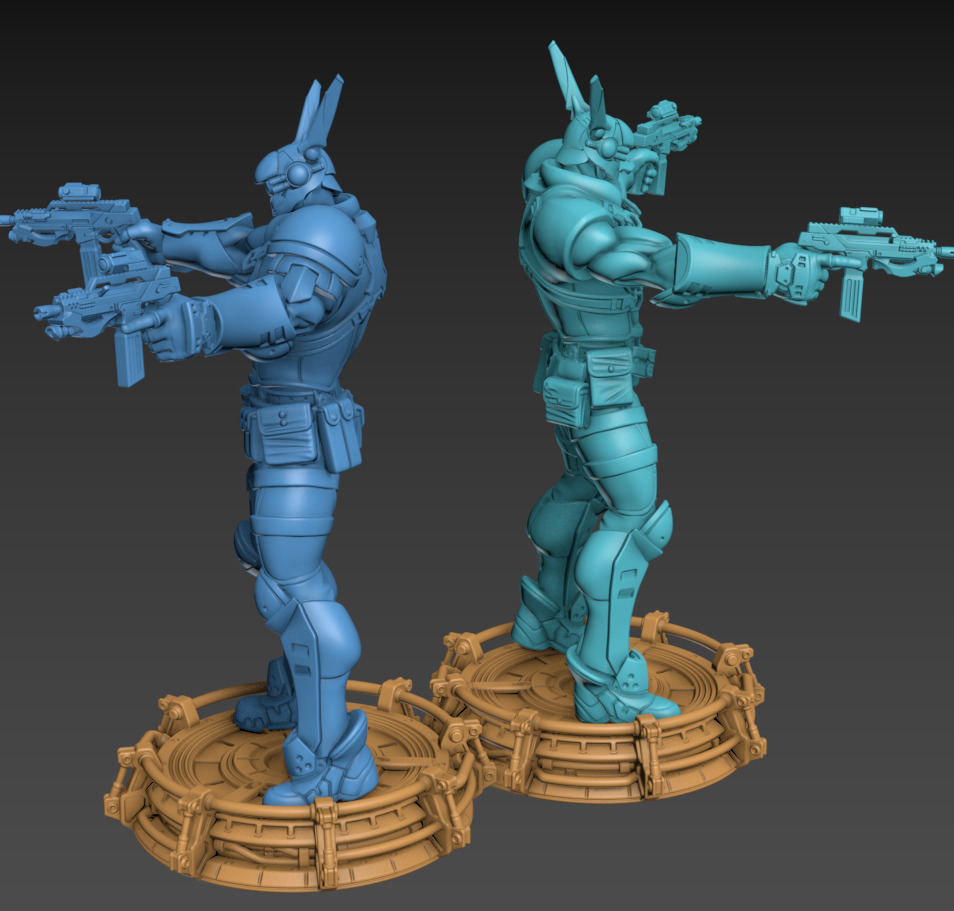 Rabbit Man and Killer Girl 100mm and 32mm 3D print model_13
