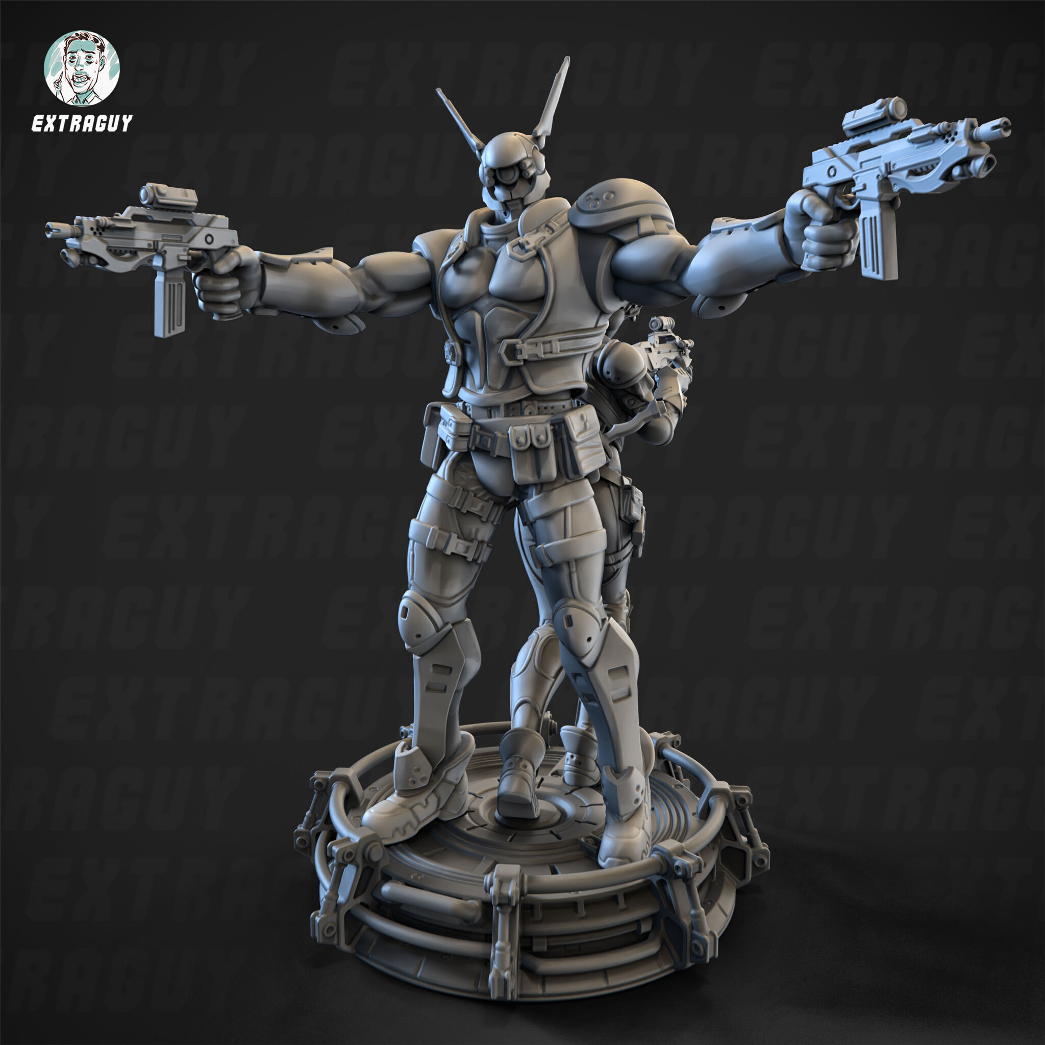 Rabbit Man and Killer Girl 100mm and 32mm 3D print model_1