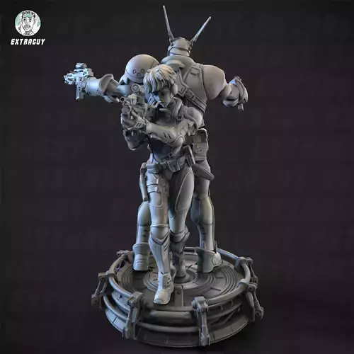  Rabbit Man and Killer Girl 100mm and 32mm 3D print model