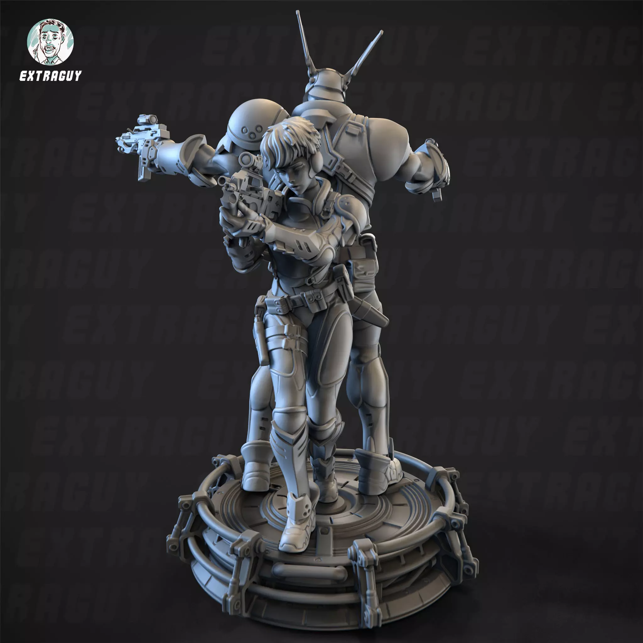 Rabbit Man and Killer Girl 100mm and 32mm 3D print model_0