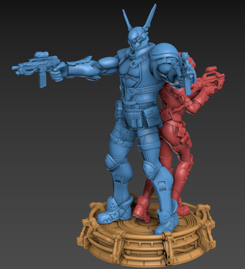 Rabbit Man and Killer Girl 100mm and 32mm 3D print model_9