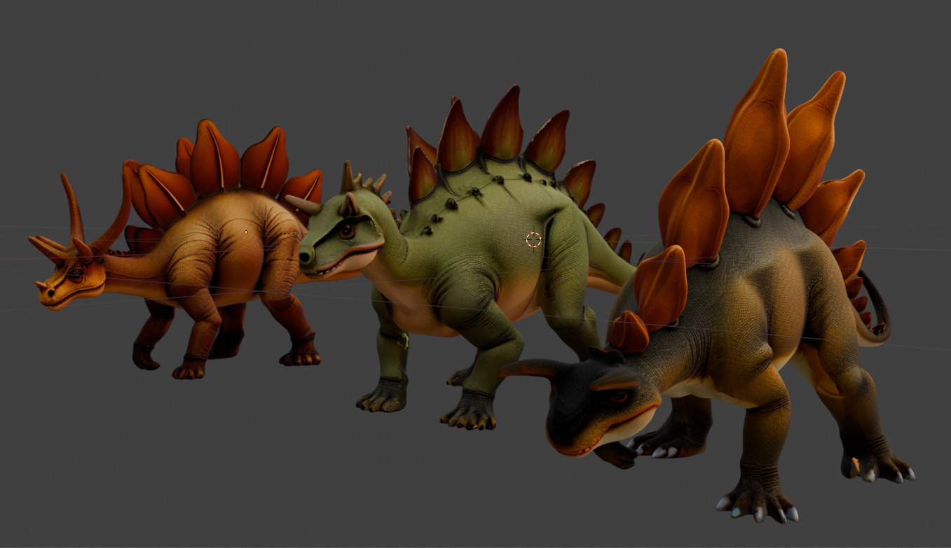 Stegosaurus 3D Model Pack Stylized Dinosaurs for Game  3D model_7