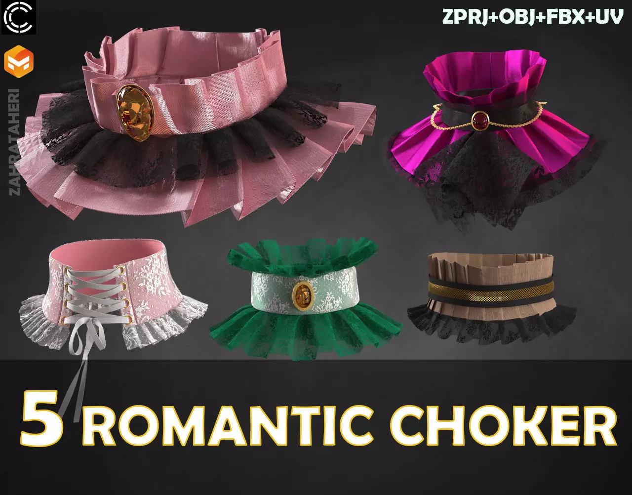 5 ROMANTIC CHOKER SET 3D model