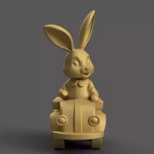 Bunny in Truck pot planter candy bowl candle holder urn