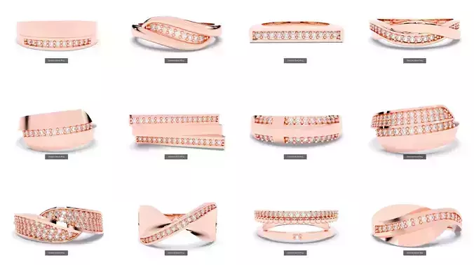 23 Diamond Band Ring 3D Model Collection