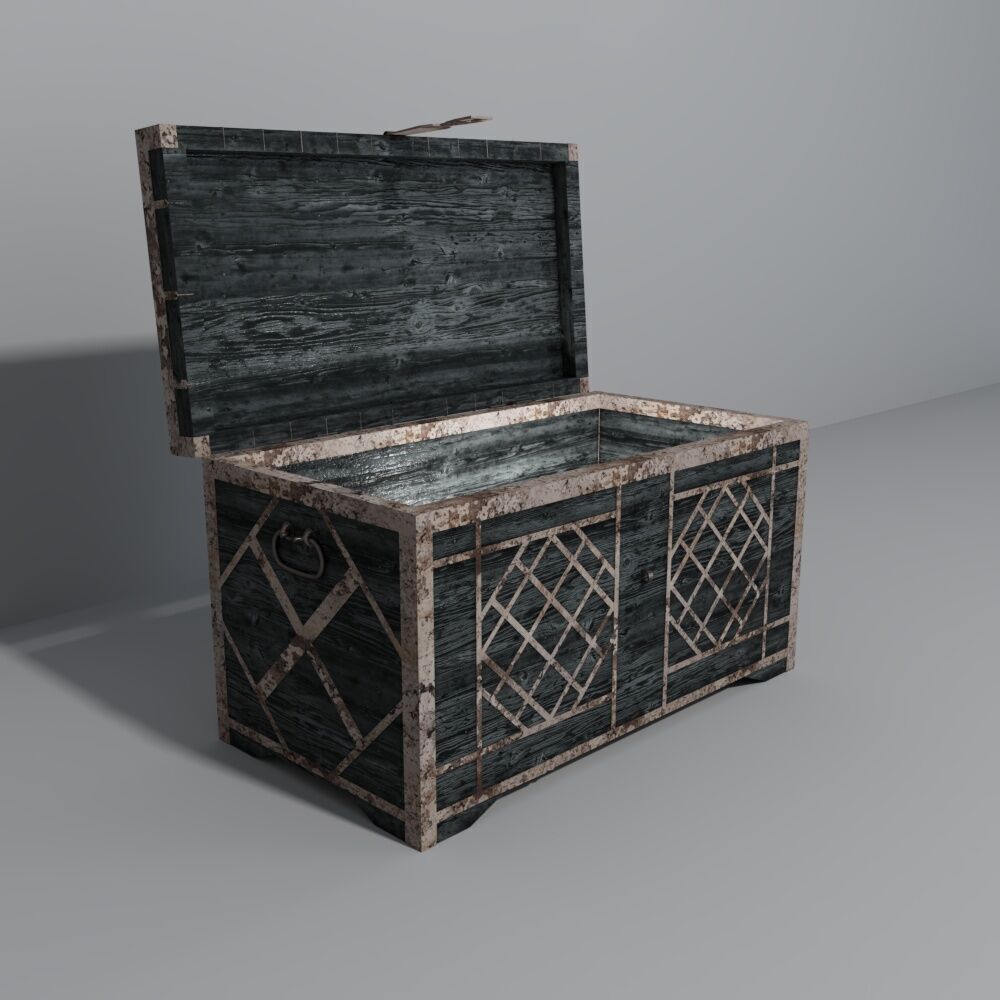 The chest is large in the middle of the 20th century Low-poly 3D model_1