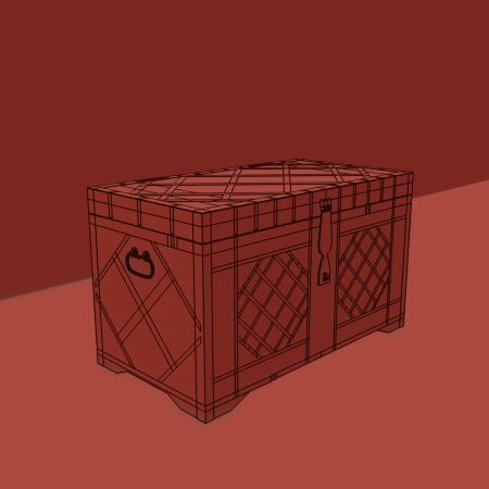 The chest is large in the middle of the 20th century Low-poly 3D model_3