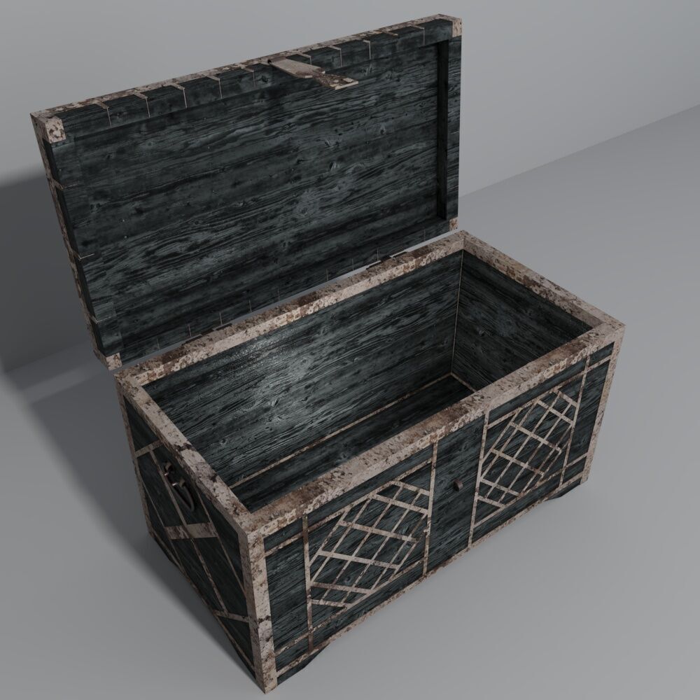 The chest is large in the middle of the 20th century Low-poly 3D model_2