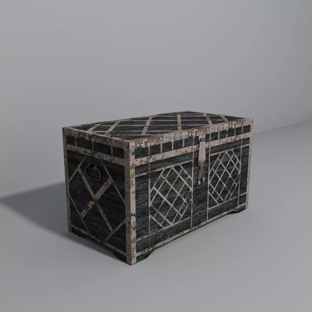 The chest is large in the middle of the 20th century Low-poly 3D model_0
