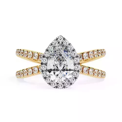 Pear diamond halo setting eternity ring for women