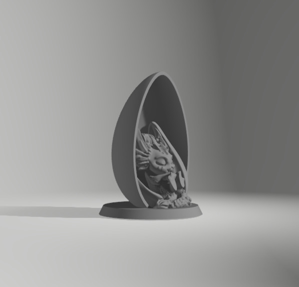 AcquaDragon Baby Sleeping inside an Egg 3D print model_2