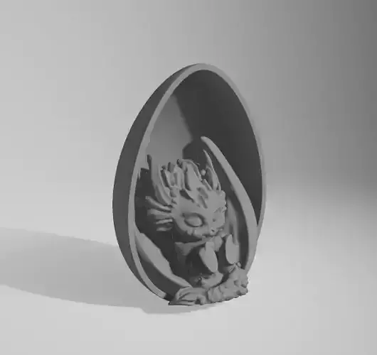 AcquaDragon Baby Sleeping inside an Egg 3D print model