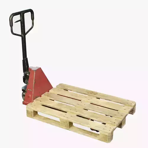 Worn-out hydraulic hand pallet truck PBR Low-poly 3D model