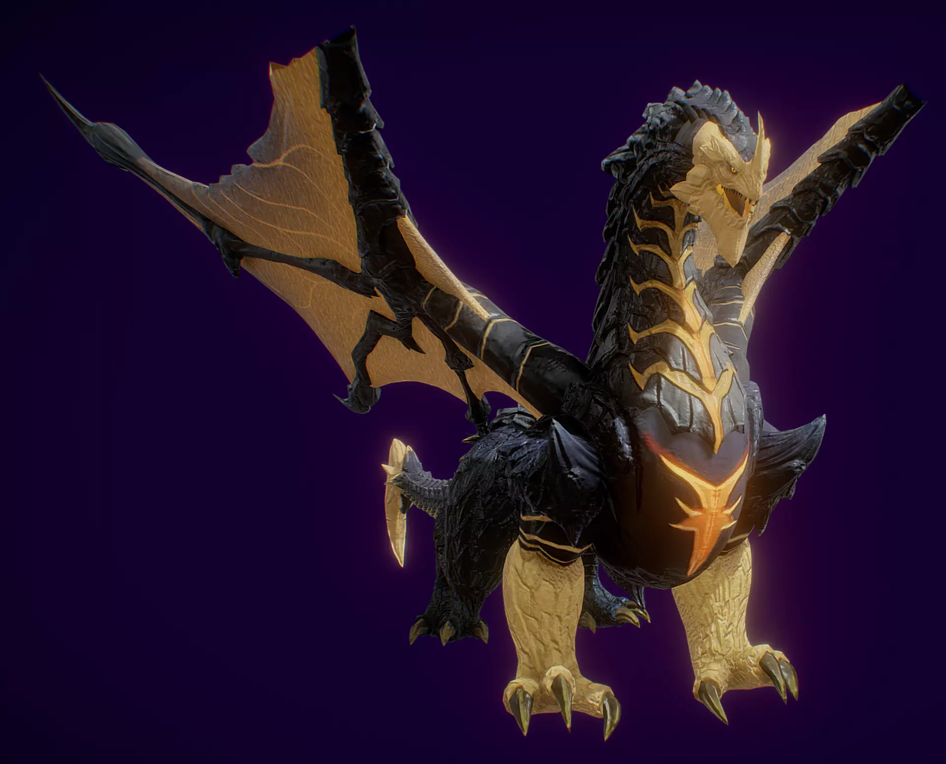 black dragon Low-poly 3D model