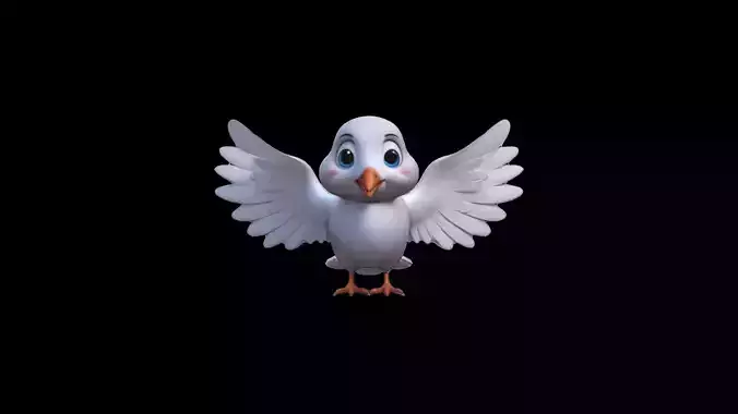 3d Model White Dove With Outstretched Wings On Blue Sky