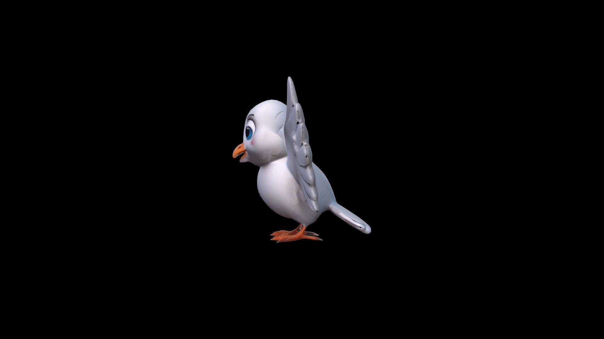 3d Model White Dove With Outstretched Wings On Blue Sky 3D model_3