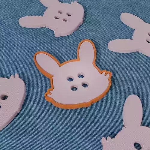 Minimalist Rabbit Sewing Button 20 3D print model