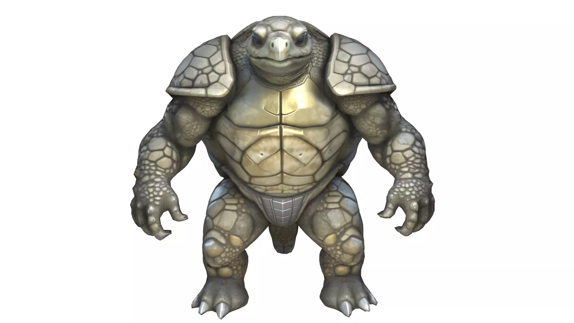 Turtle warrior character Low-poly 3D model_0