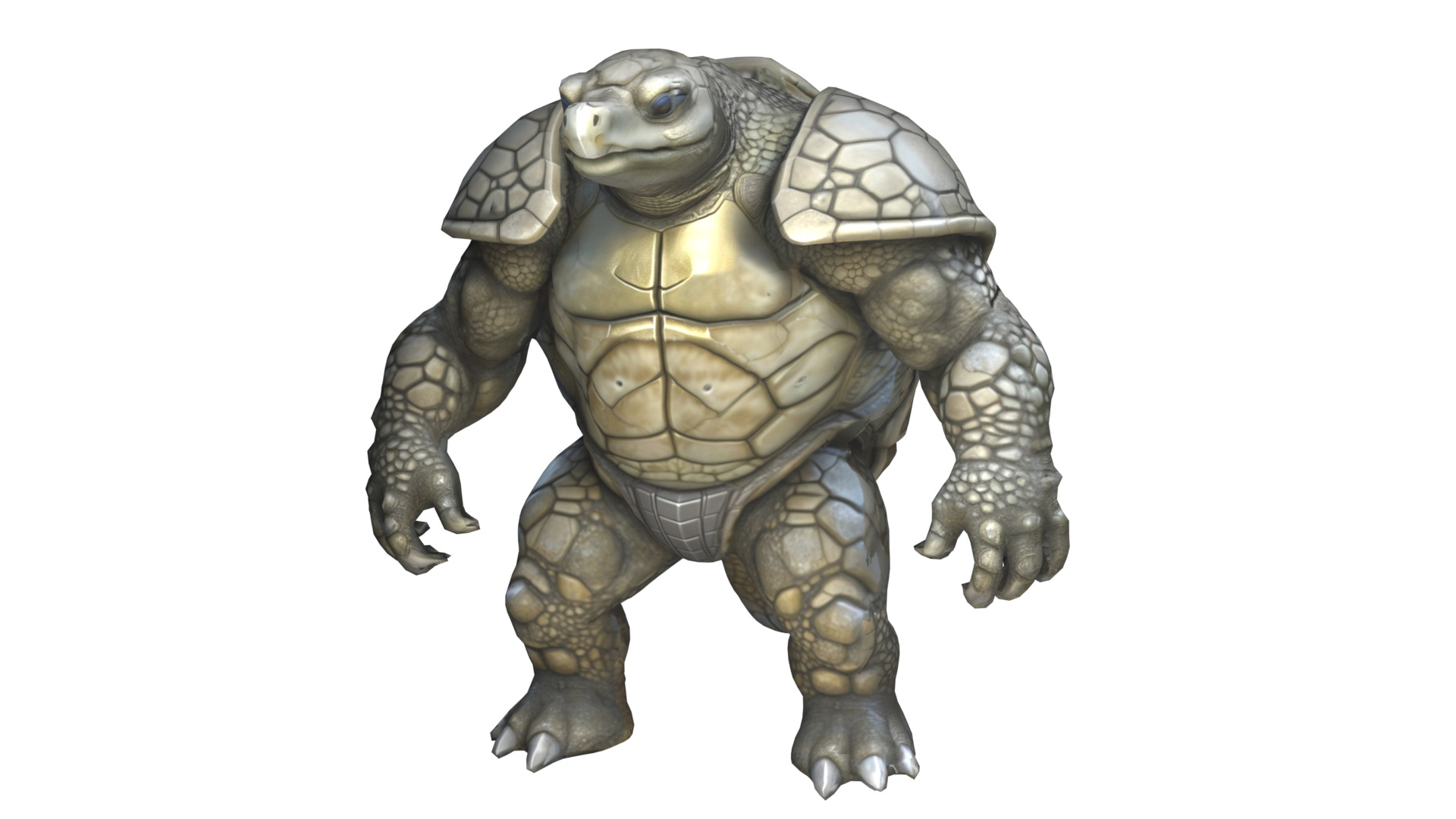 Turtle warrior character Low-poly 3D model_4
