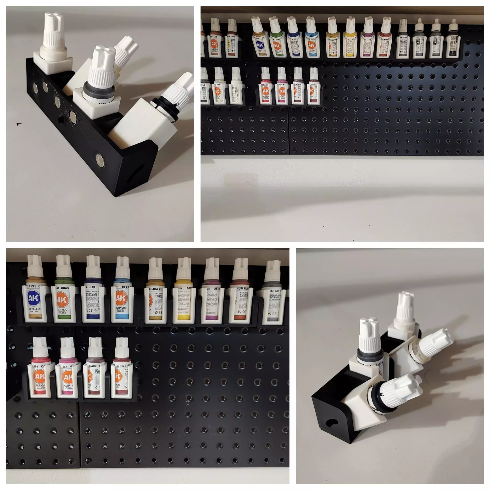 Wall color holder Vallejo and AK bottles 3D print model