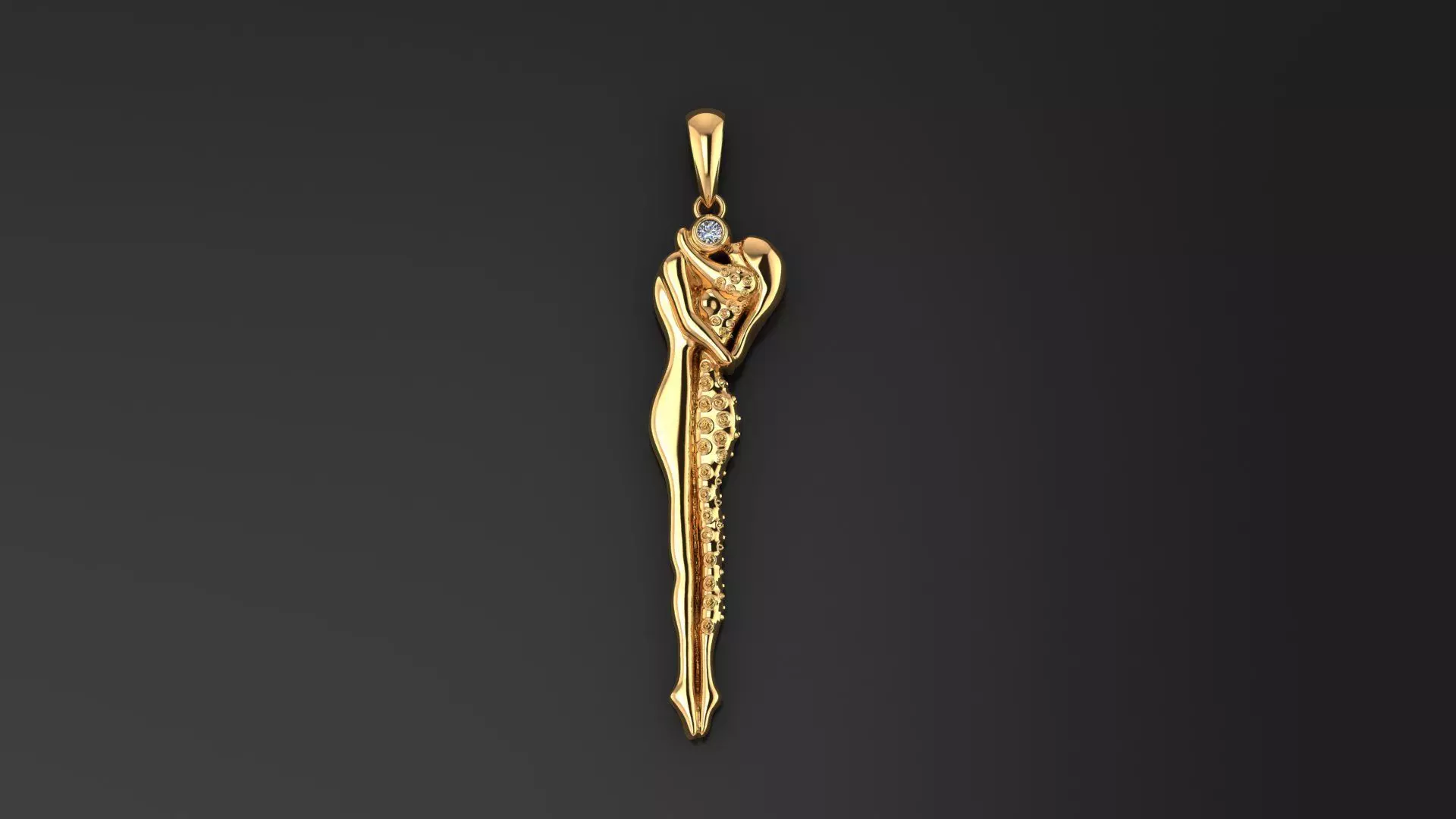 El y Ella  diamond pendant 3D model_0