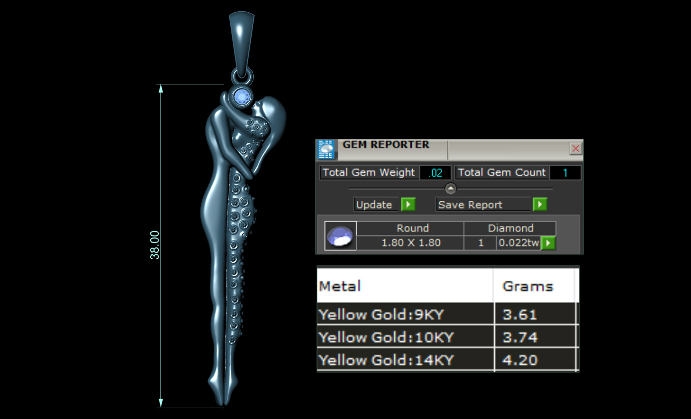 El y Ella  diamond pendant 3D model_3