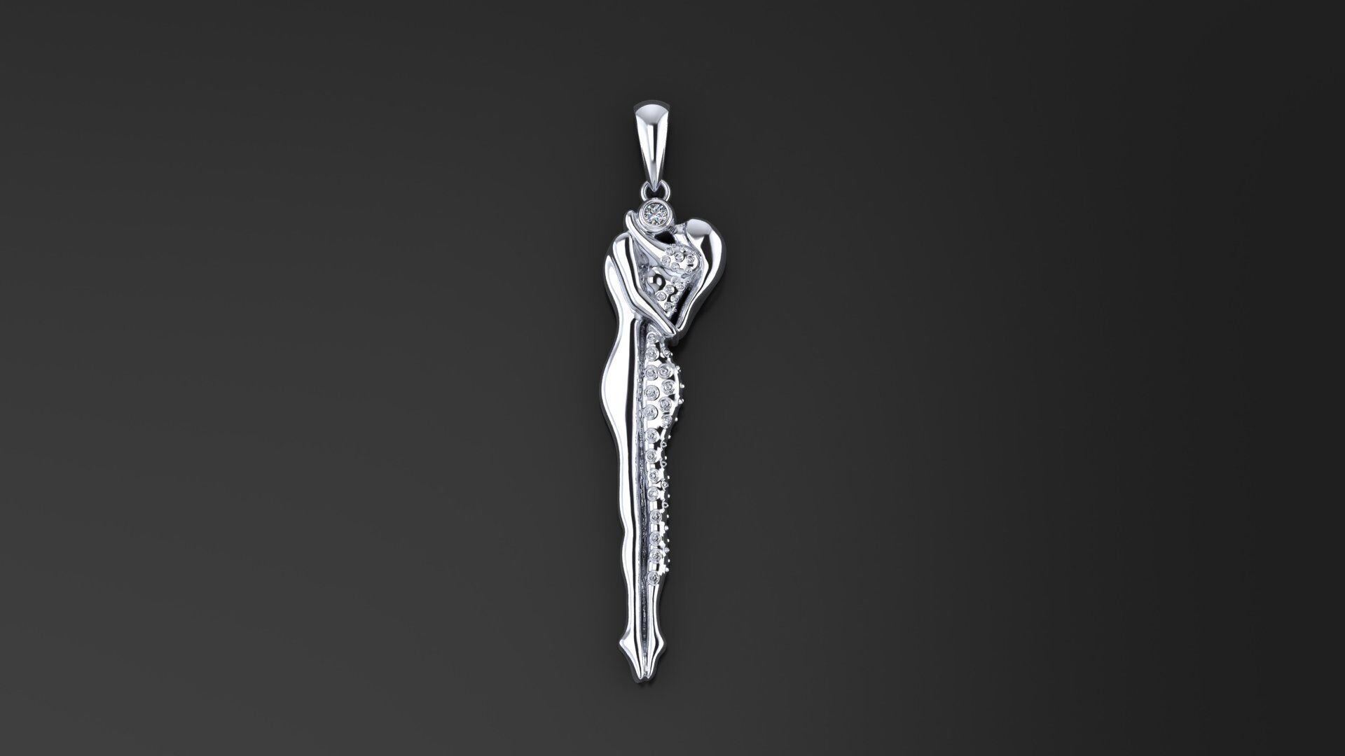 El y Ella  diamond pendant 3D model_2