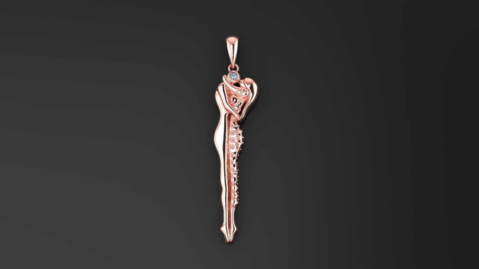 El y Ella  diamond pendant 3D model_1