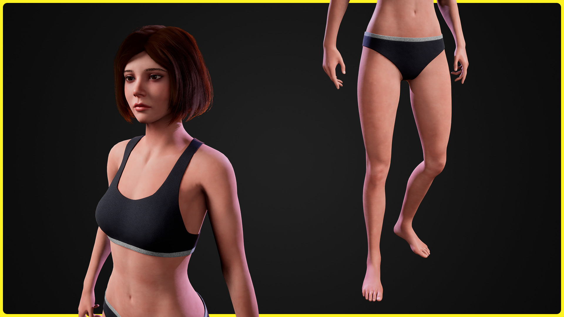 Realistic Female Base Model Low-poly 3D model_4