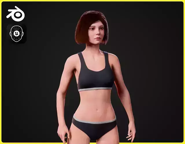 Realistic Female Base Model Low-poly 3D model