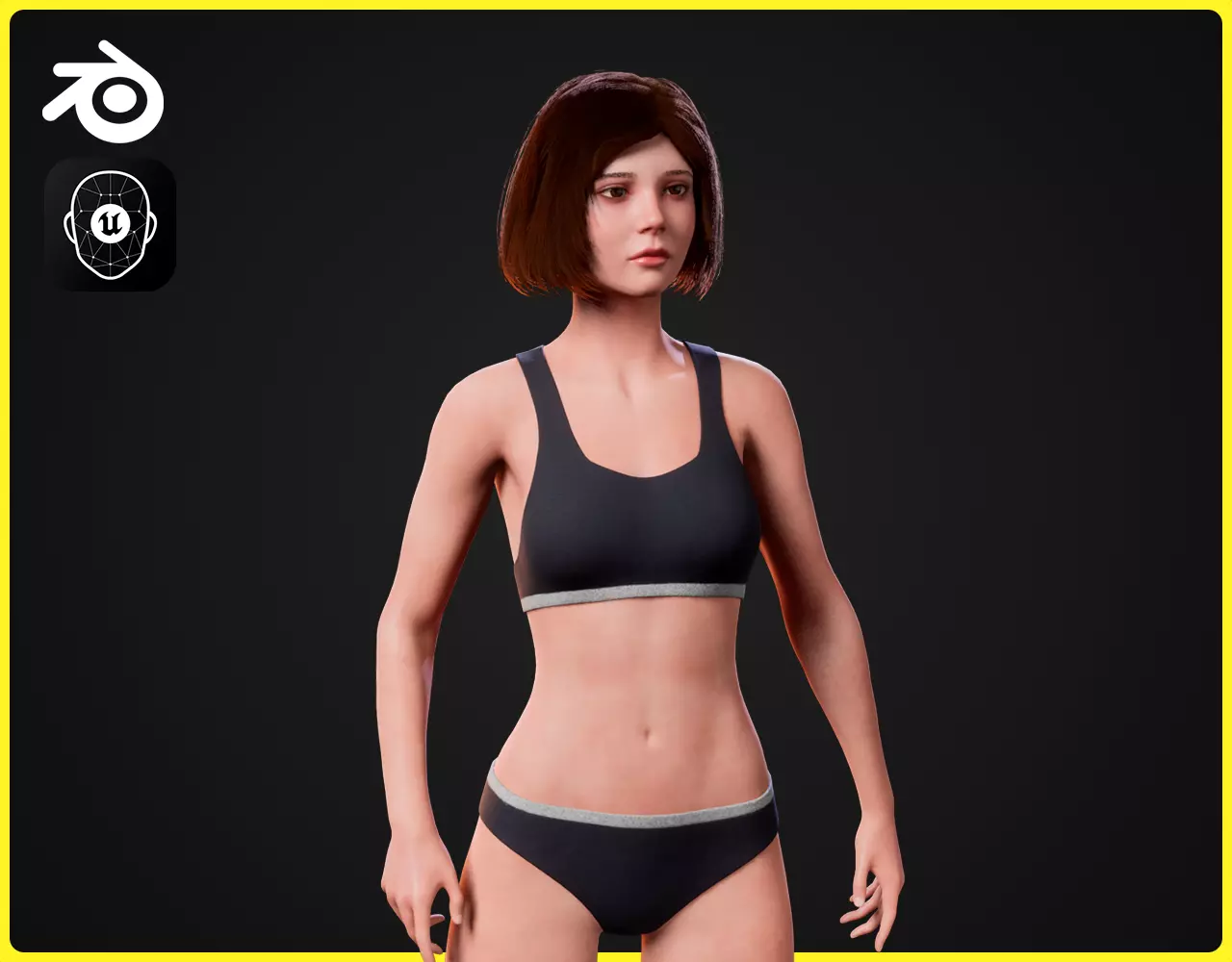 Realistic Female Base Model Low-poly 3D model_0