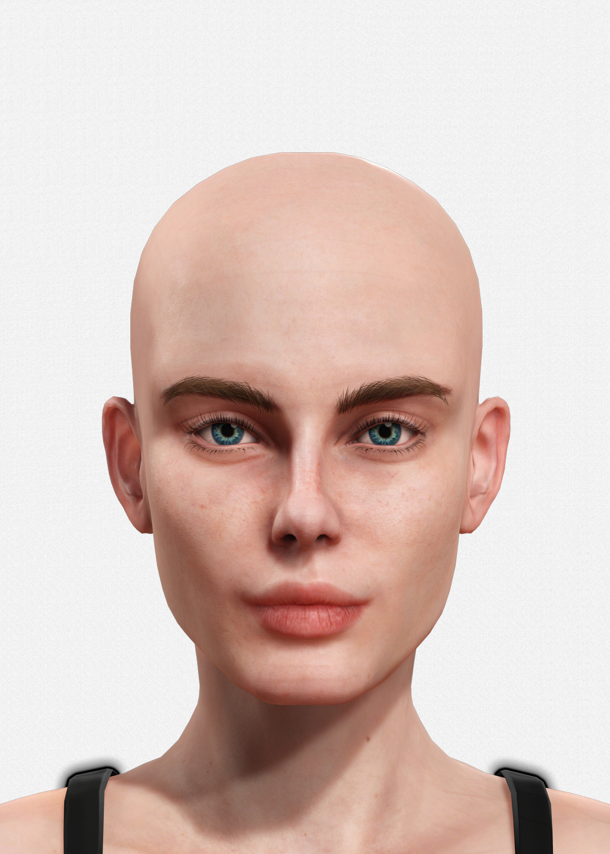 Base Mesh Realistic Human Female Body Rigged GameReady Free low-poly 3D model_8