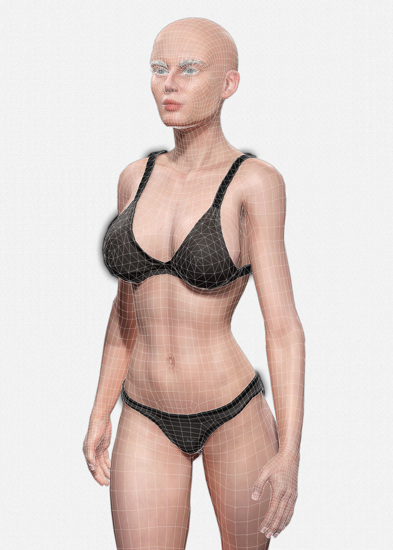 Base Mesh Realistic Human Female Body Rigged GameReady Free low-poly 3D model_10