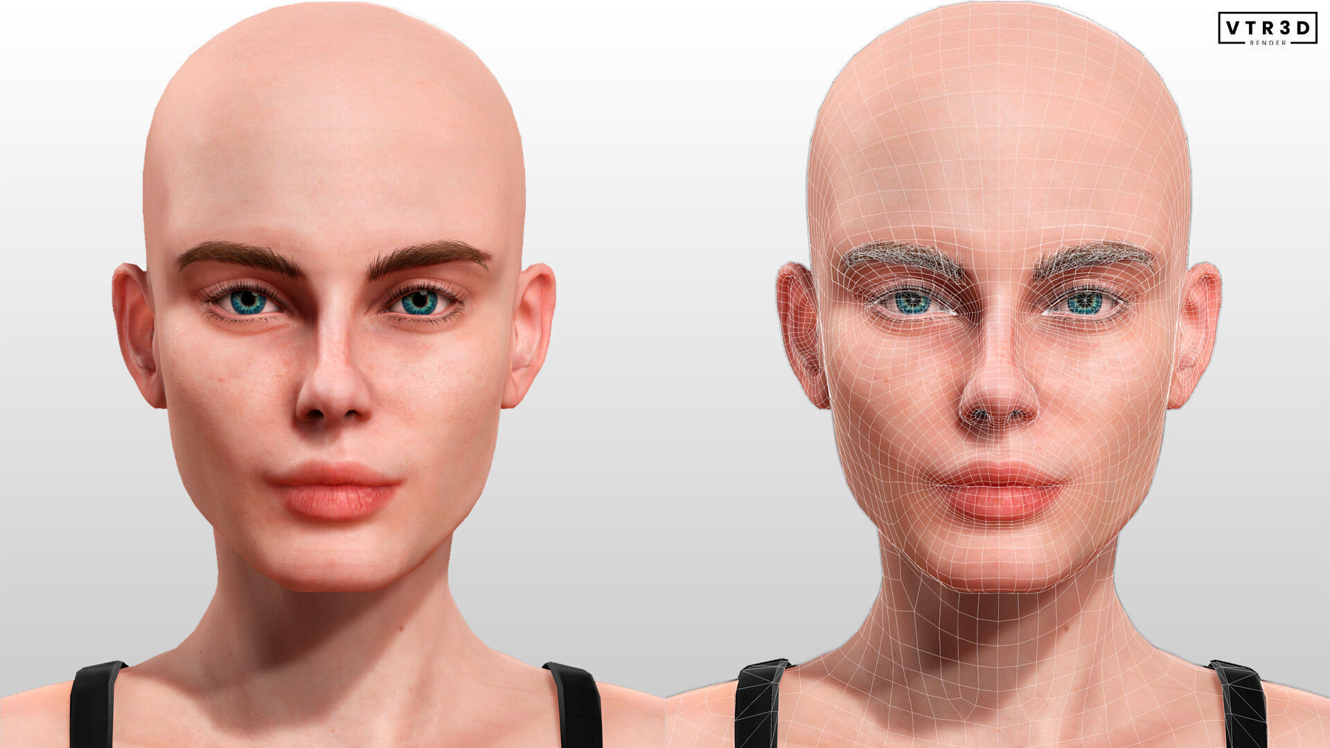 Base Mesh Realistic Human Female Body Rigged GameReady Free low-poly 3D model_3
