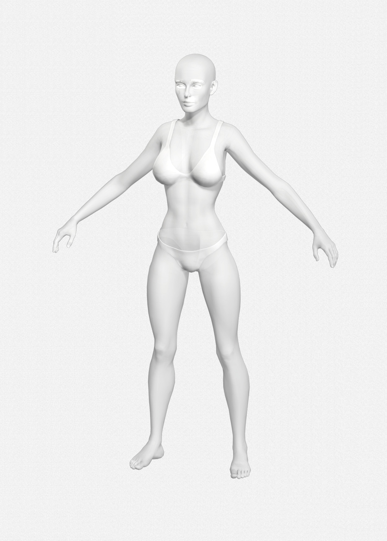 Base Mesh Realistic Human Female Body Rigged GameReady Free low-poly 3D model_17