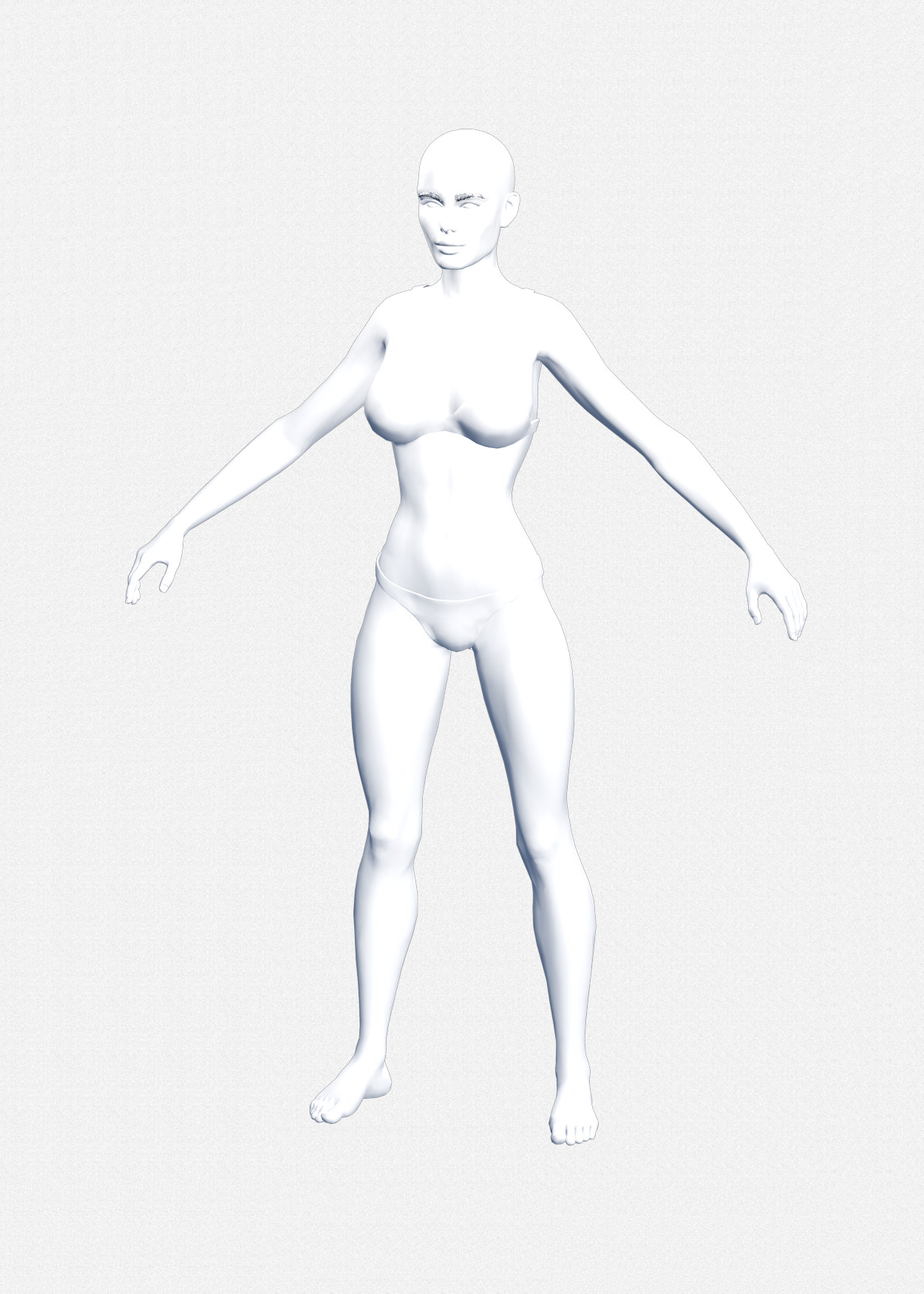 Base Mesh Realistic Human Female Body Rigged GameReady Free low-poly 3D model_14