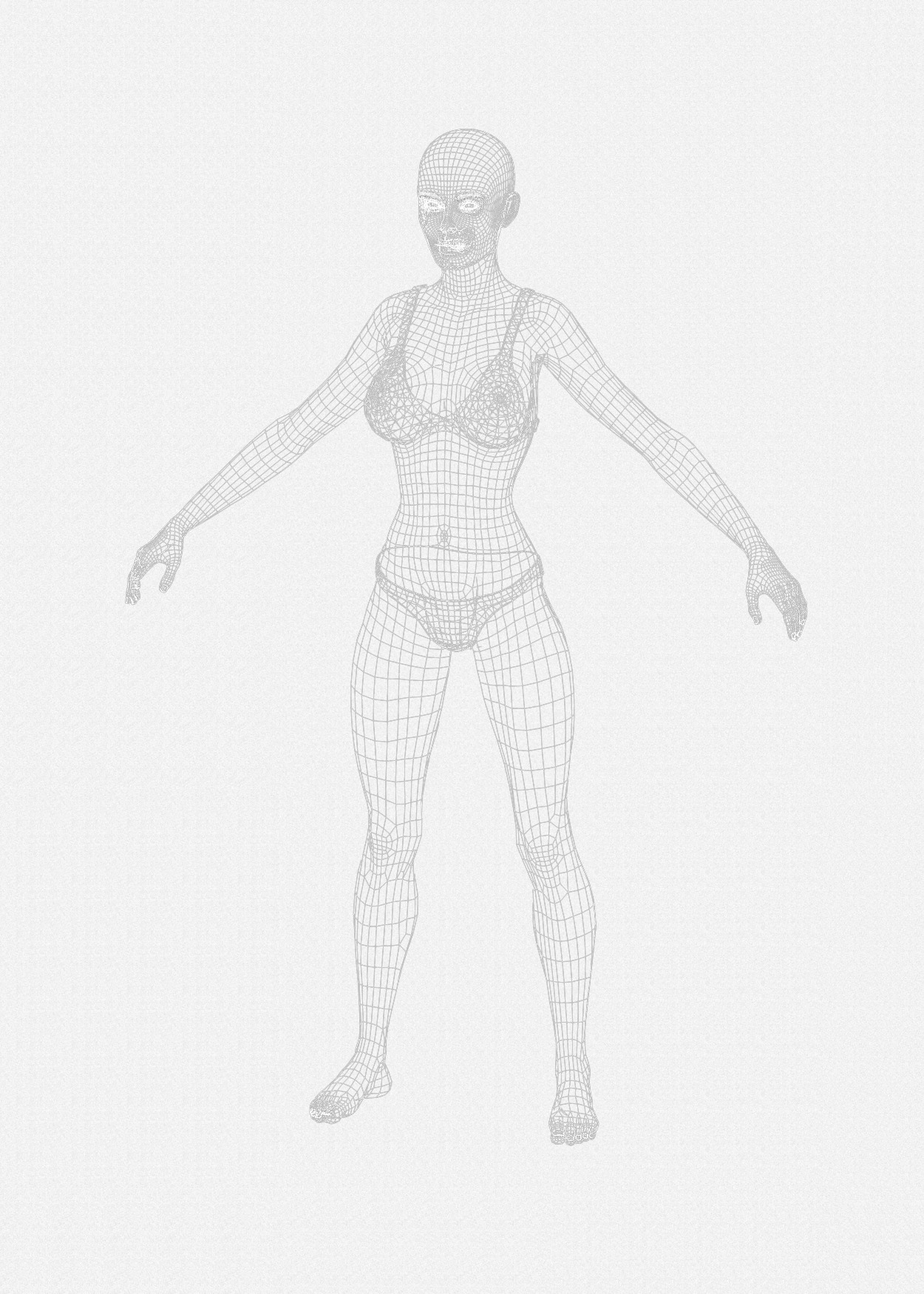 Base Mesh Realistic Human Female Body Rigged GameReady Free low-poly 3D model_15