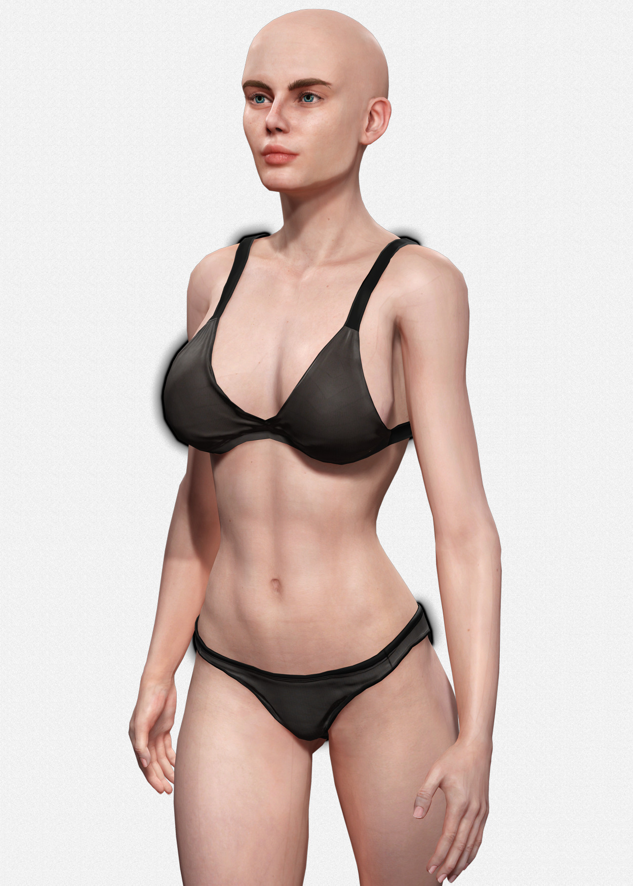 Base Mesh Realistic Human Female Body Rigged GameReady Free low-poly 3D model_9