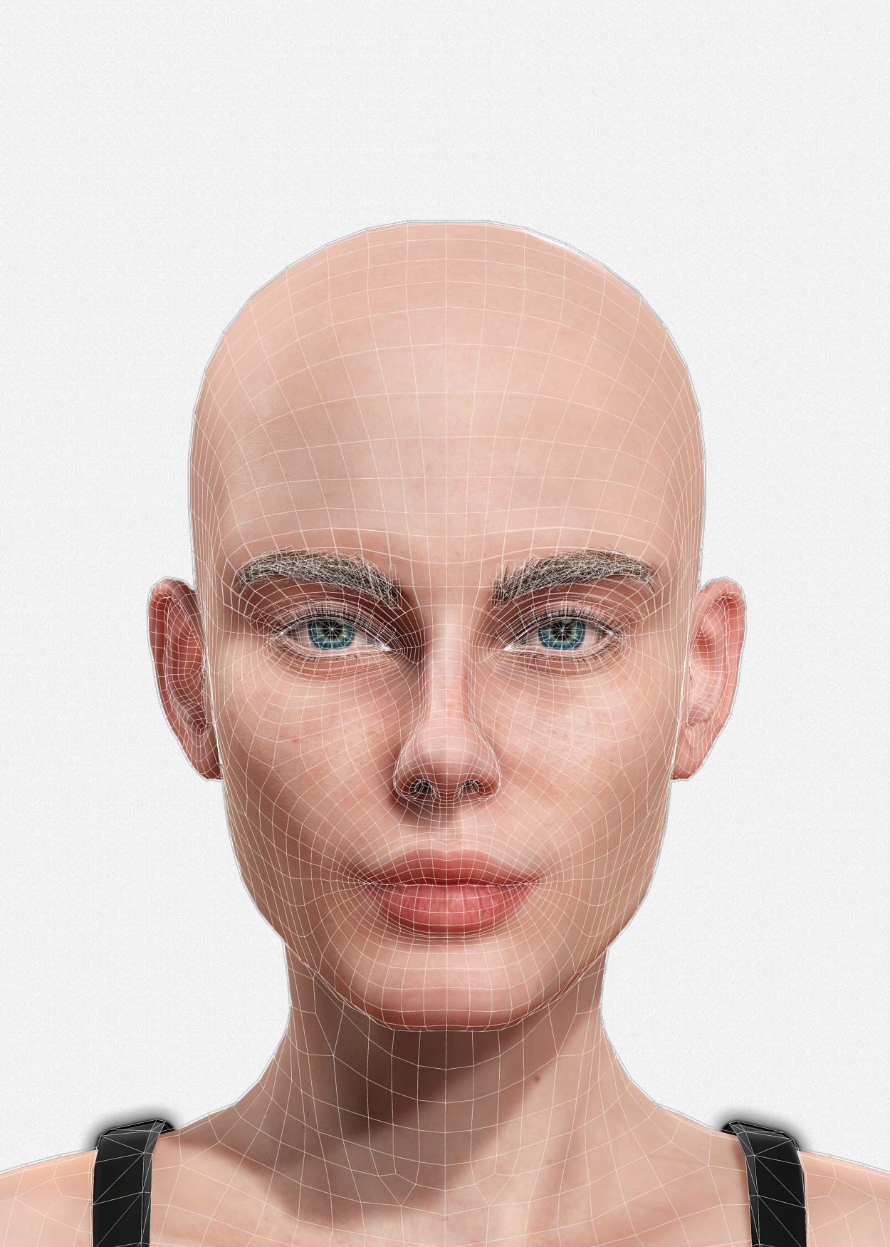 Base Mesh Realistic Human Female Body Rigged GameReady Free low-poly 3D model_7
