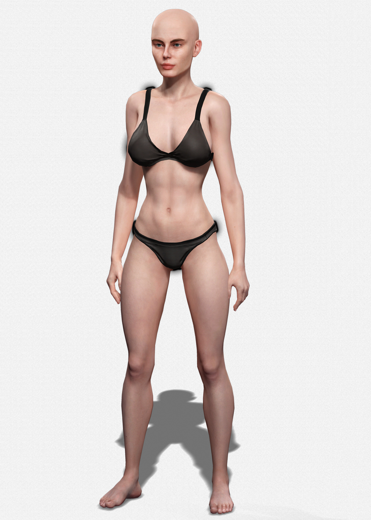 Base Mesh Realistic Human Female Body Rigged GameReady Free low-poly 3D model_12