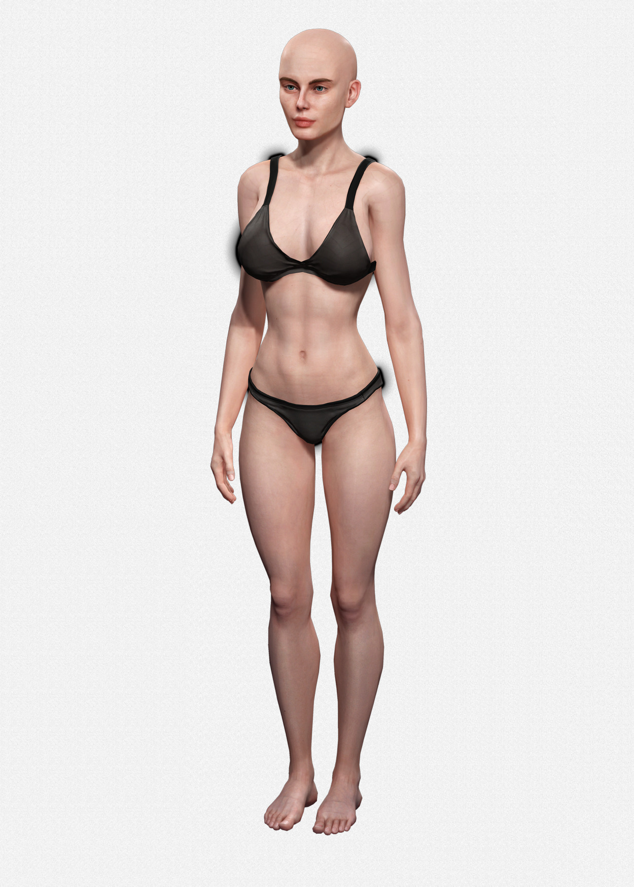 Base Mesh Realistic Human Female Body Rigged GameReady Free low-poly 3D model_11