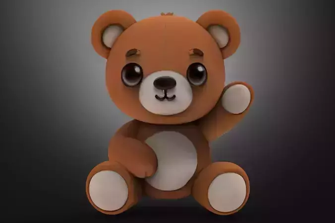 Cute Cartoon Bear 3D Print-Ready Model 3D print model