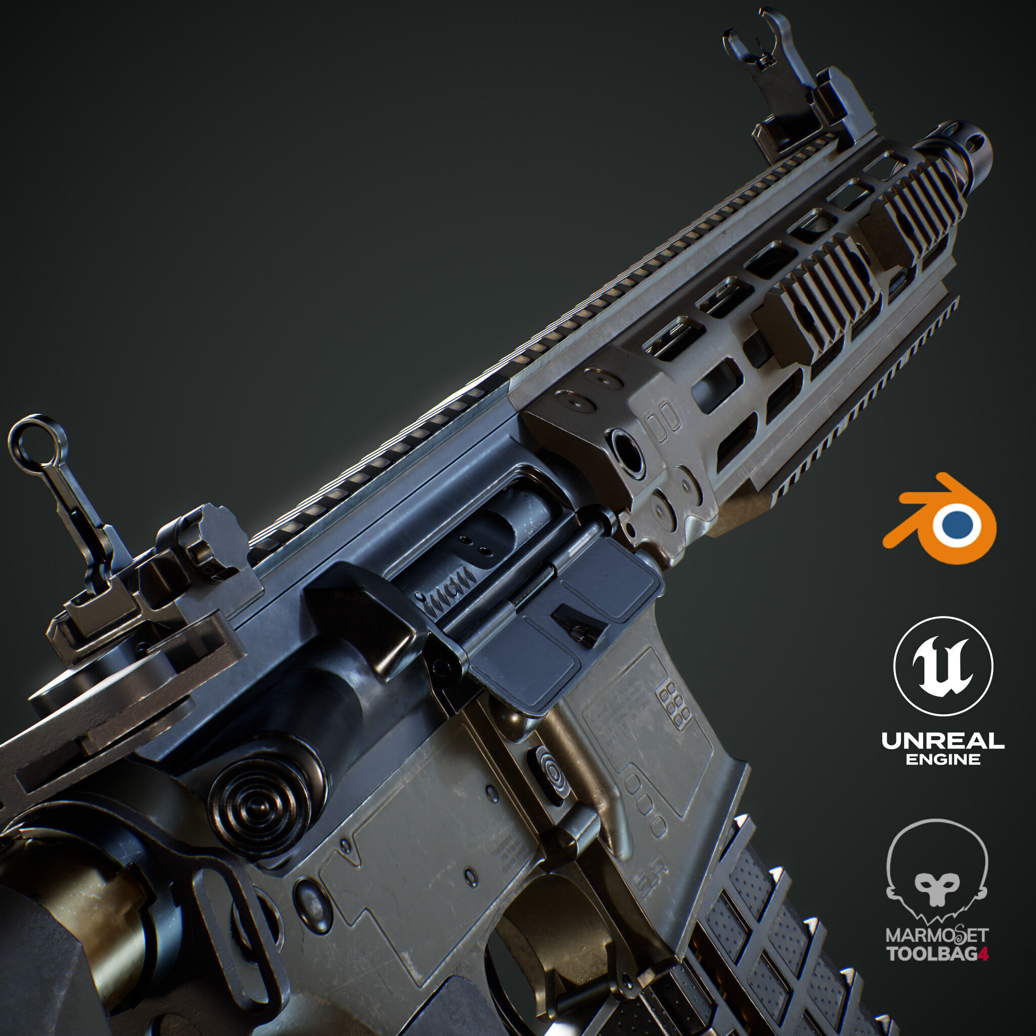 AR-15 SLR Modular Game-Ready Rifle Low-poly 3D model_2