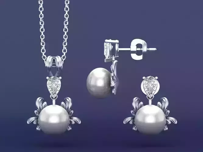 A Set of Pearl Jewelry CAD Design 3D print model
