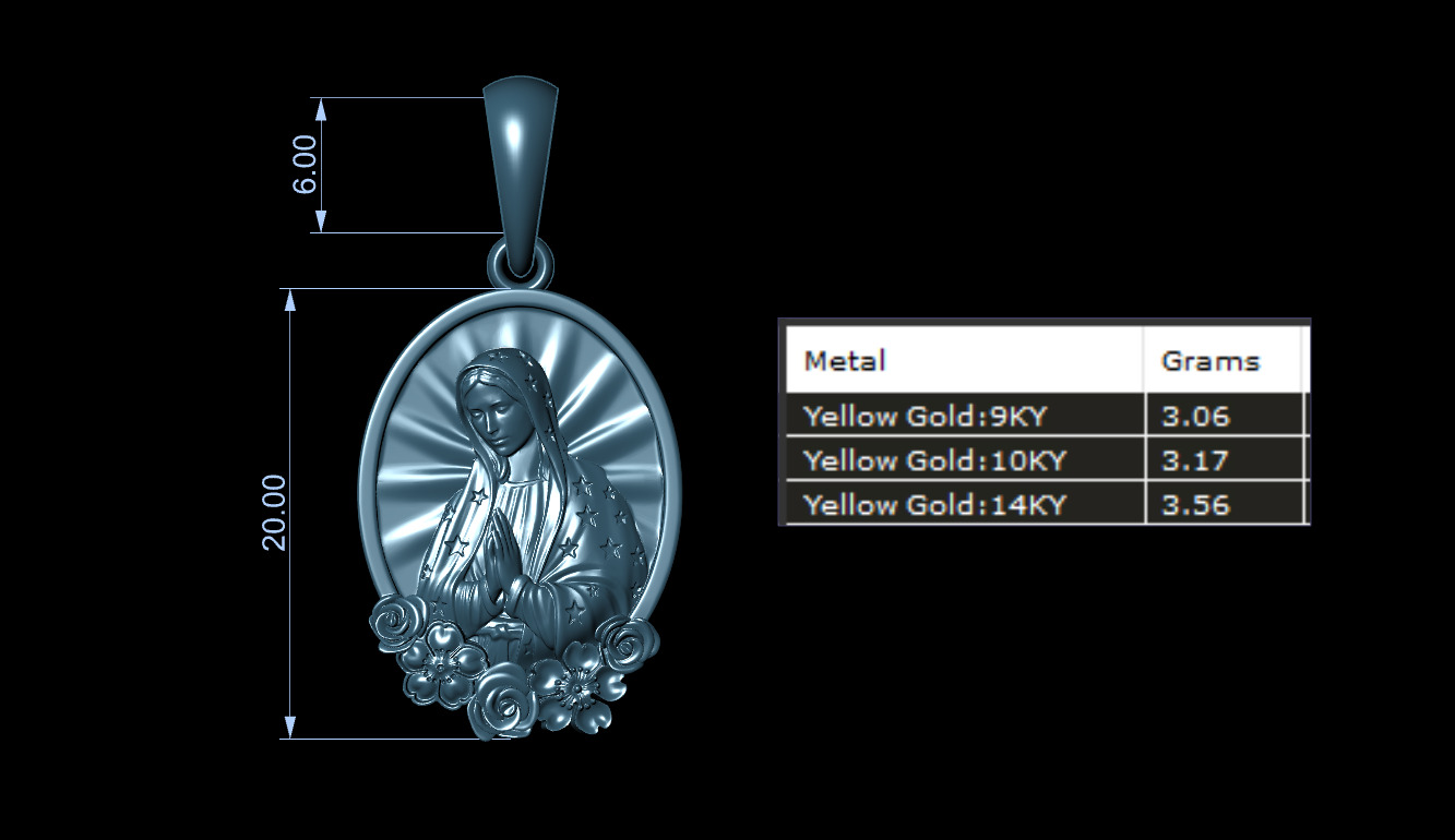 Virgen de Guadalupe pendant 3D model_3