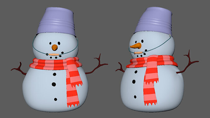 Snowman cartoon Low-poly 3D model
