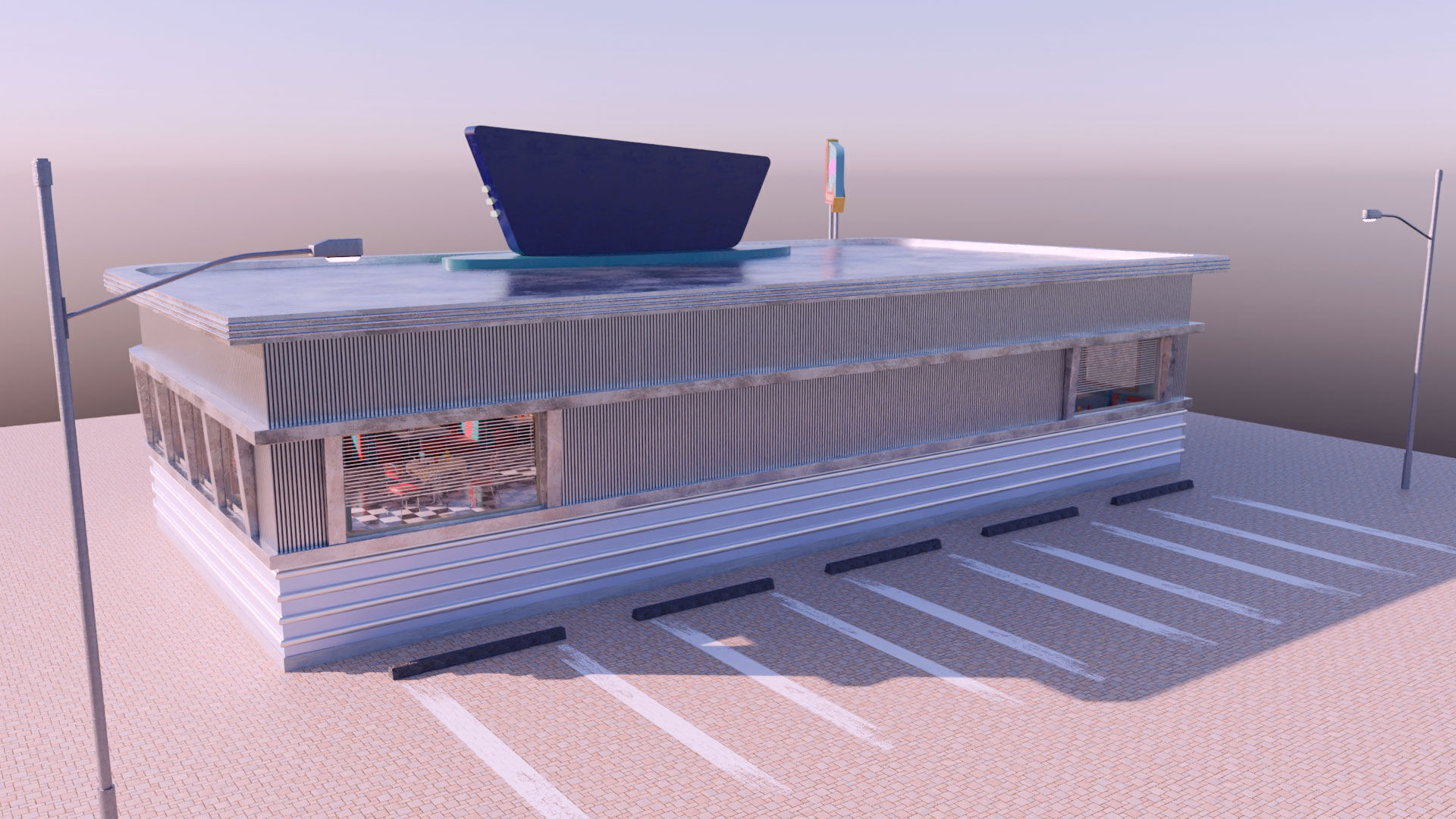 American Diner Scene 3D model_13