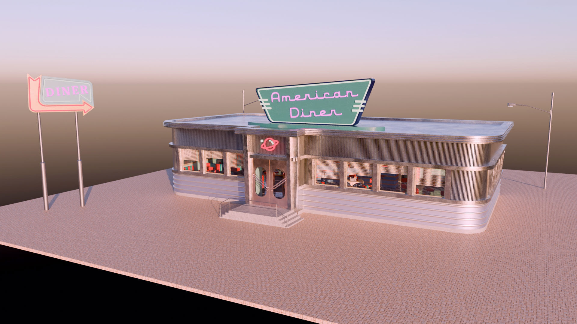 American Diner Scene 3D model_12